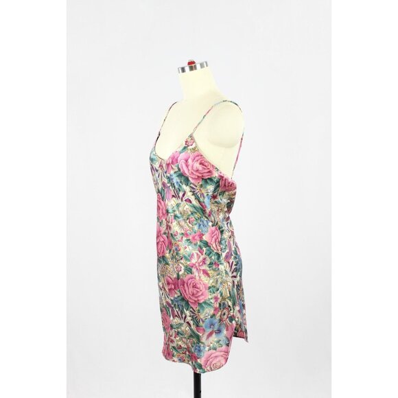 Vintage POTPOURRI Floral Satin Scoop Neck Slip Dress, Size S - Picture 4 of 10
